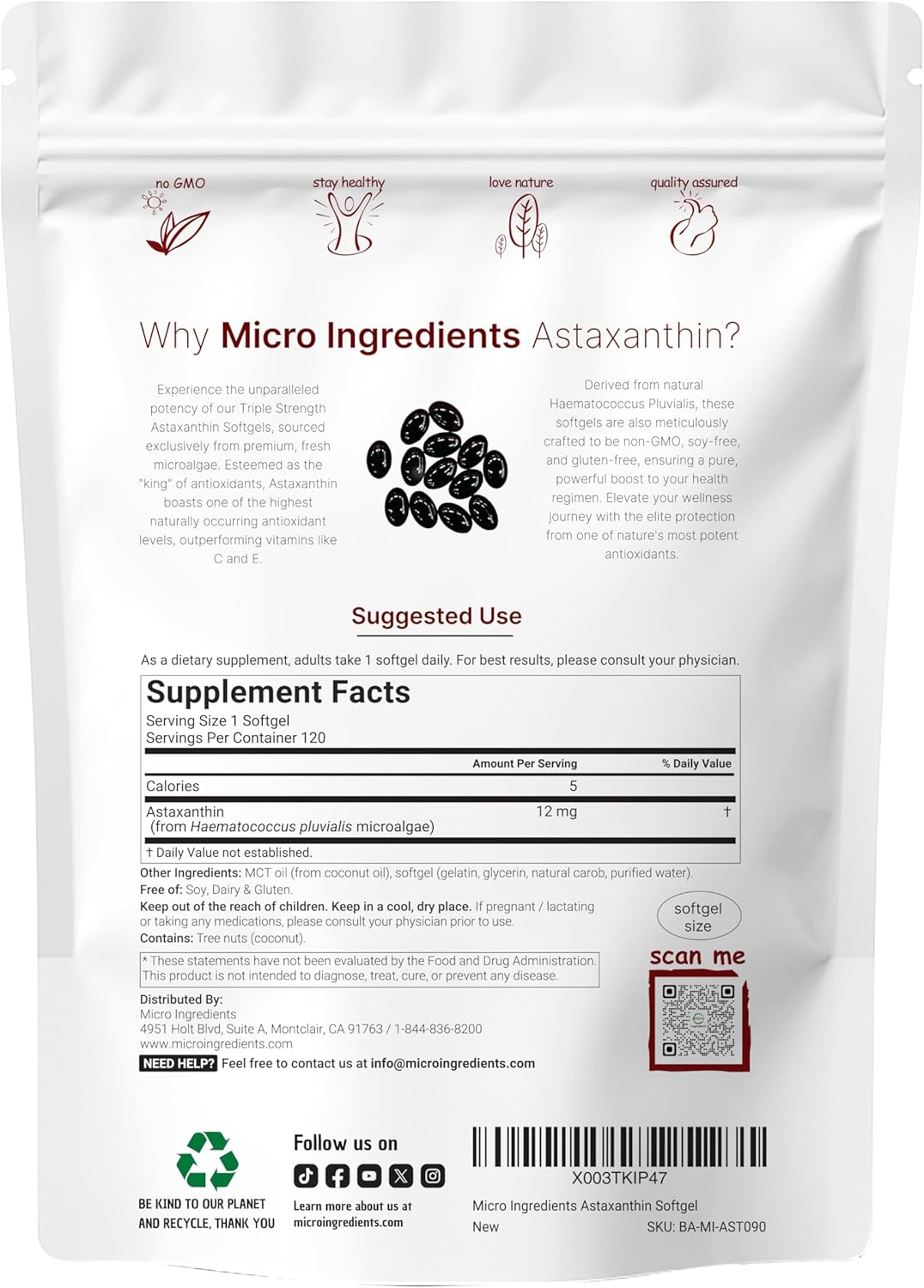 Astaxanthin 12mg – Antioxidant Support for Skin, Eyes & Energy